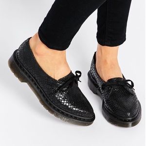 Dr.Marten Siano Black Hi shine snake suede oxfords